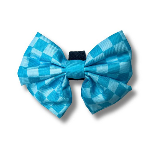 Aqua Checkerboard Sailor Bow