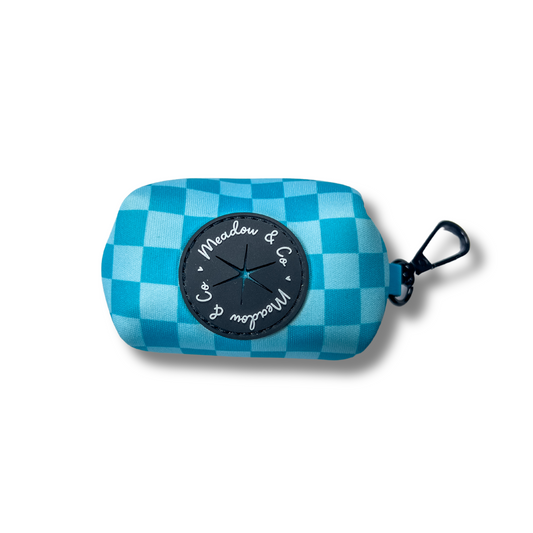 Aqua Checkerboard Poop Bag Holder