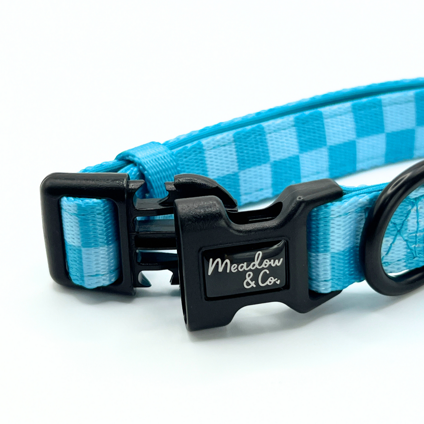 Aqua Checkerbard Adjustable Collar