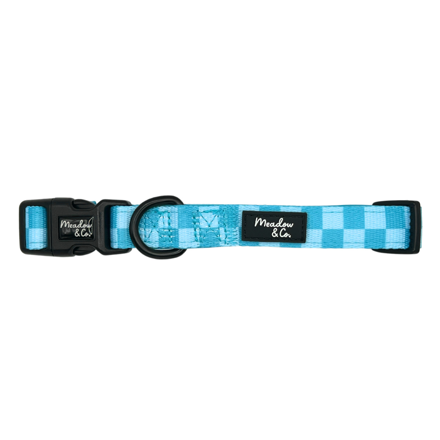 Aqua Checkerbard Adjustable Collar